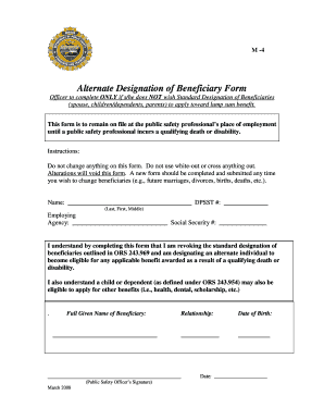 Alternate Designation of Beneficiary Form