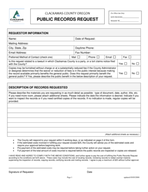 Clackamas County Public Records Request Form