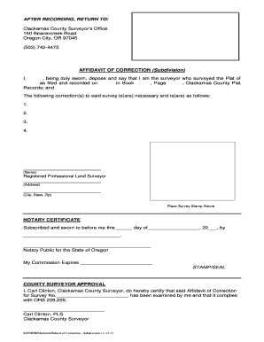 Sample Affidavit of Correction - Clackamas County - clackamas