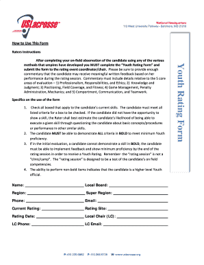 Youth Rating Form