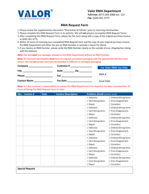 RMA Request Form