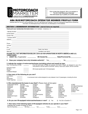 ABA Bus/Motorcoach Operator Member Profile Form