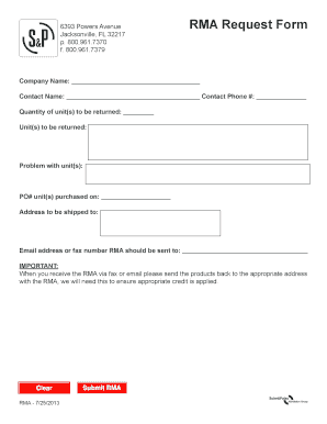 RMA Request Form