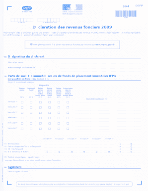 D233claration des revenus fonciers 2009 - Impotsgouvfr