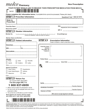 Medco New Prescription Form