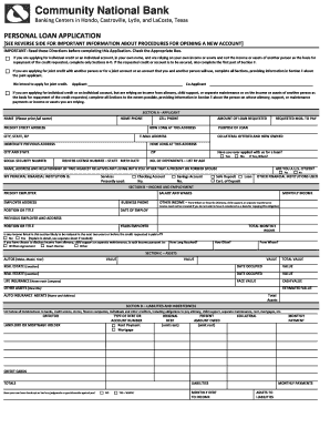 Personal Loan Application Form - Community National Bank