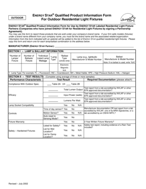 ENERGY STAR Qualified Product Information Form