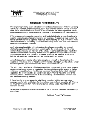 California Fiduciary Agreement for PTA School Gifts