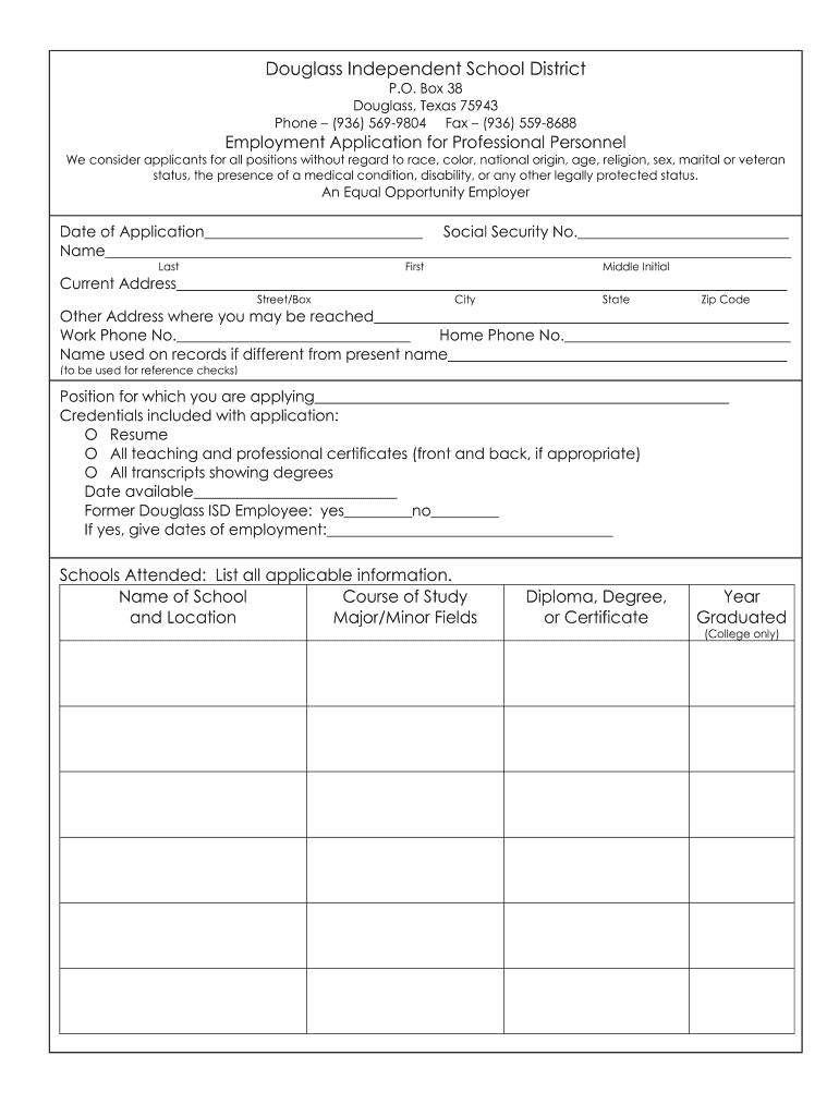 Douglass Isd Jobs Fill Online Printable Fillable Blank PdfFiller