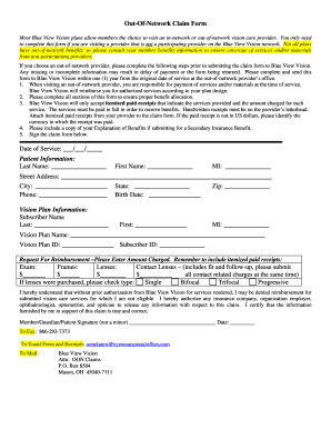 Out-of-Network Vision Claim Form