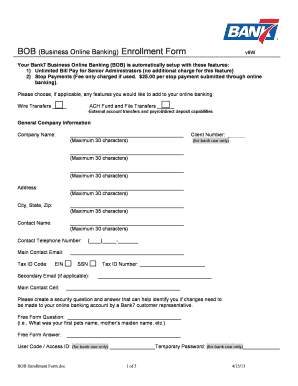 Business Online Banking Enrollment Form