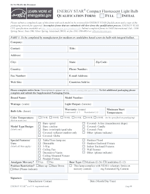 ENERGY STAR CFL Qualification Form