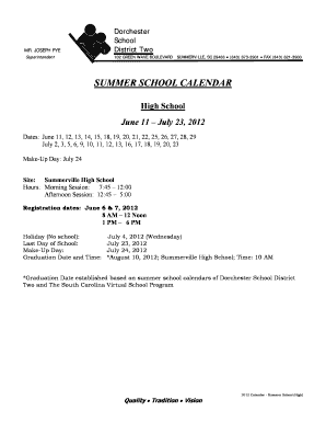 Fort Dorchester High School Calendar - Fill Online, Printable, Fillable,  Blank | pdfFiller