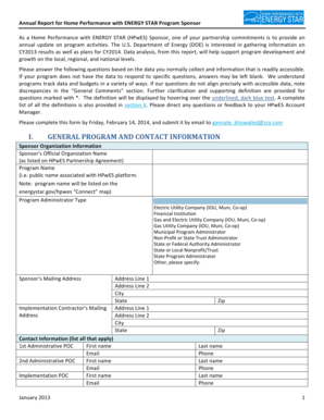 Annual Report for Home Performance with ENERGY STAR Program Sponsor