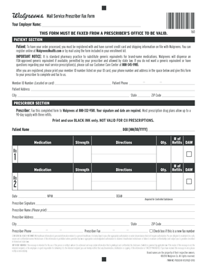 Walgreens Mail Service Prescriber Fax Form