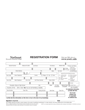 NWTC Summer Term Registration Form
