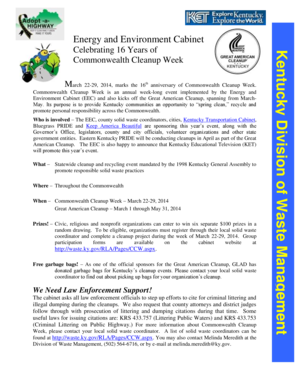 Commonwealth Cleanup Week Participation Form