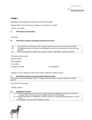 Request for Access to Record of Private Body