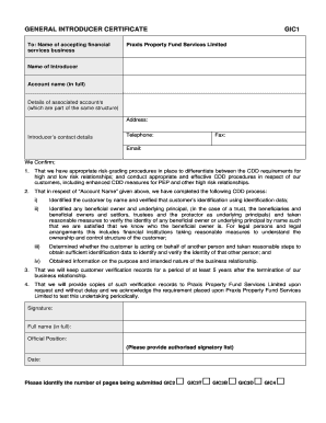 General Introducer Certificate