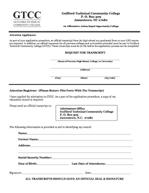 Request for Transcript Form