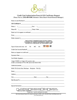 Credit Card Authorization Form