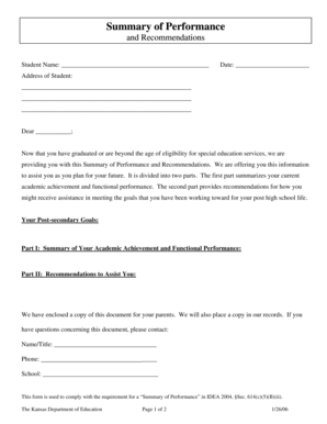 Summary of Performance and Recommendations