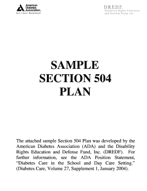 Section 504 Plan for Diabetes Management