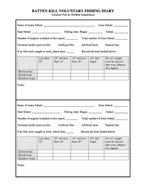 Vermont Fishing Diary