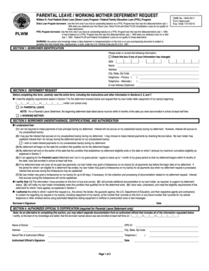 Parental Leave / Working Mother Deferment Request