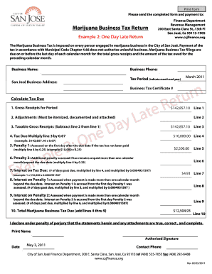 Marijuana Business Tax Return