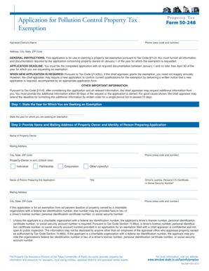 Texas Pollution Control Property Tax Exemption Application