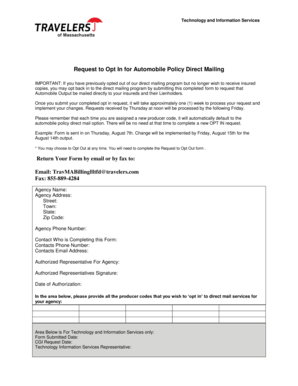 Request to Opt In for Automobile Policy Direct Mailing