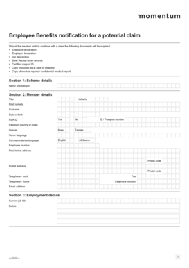 Employee Benefits Claim Notification Form