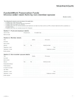 Divorce Order Claim Form by Non-Member Spouse