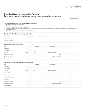 Divorce Order Claim Form by Non-Member Spouse