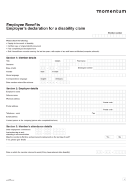 Employer’s Disability Claim Declaration