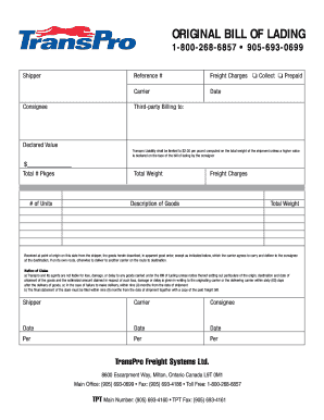 Original Bill of Lading