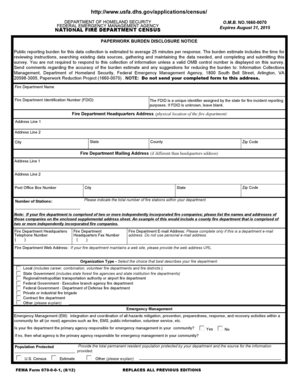 National Fire Department Census Form