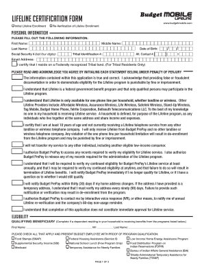 Lifeline Certification Form