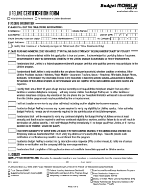 Lifeline Certification Form