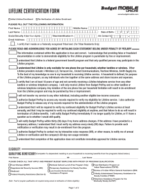 Lifeline Certification Form