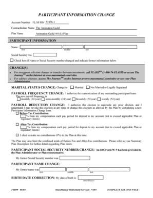 Participant Information Change Form