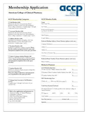 American College of Clinical Pharmacy Membership Application
