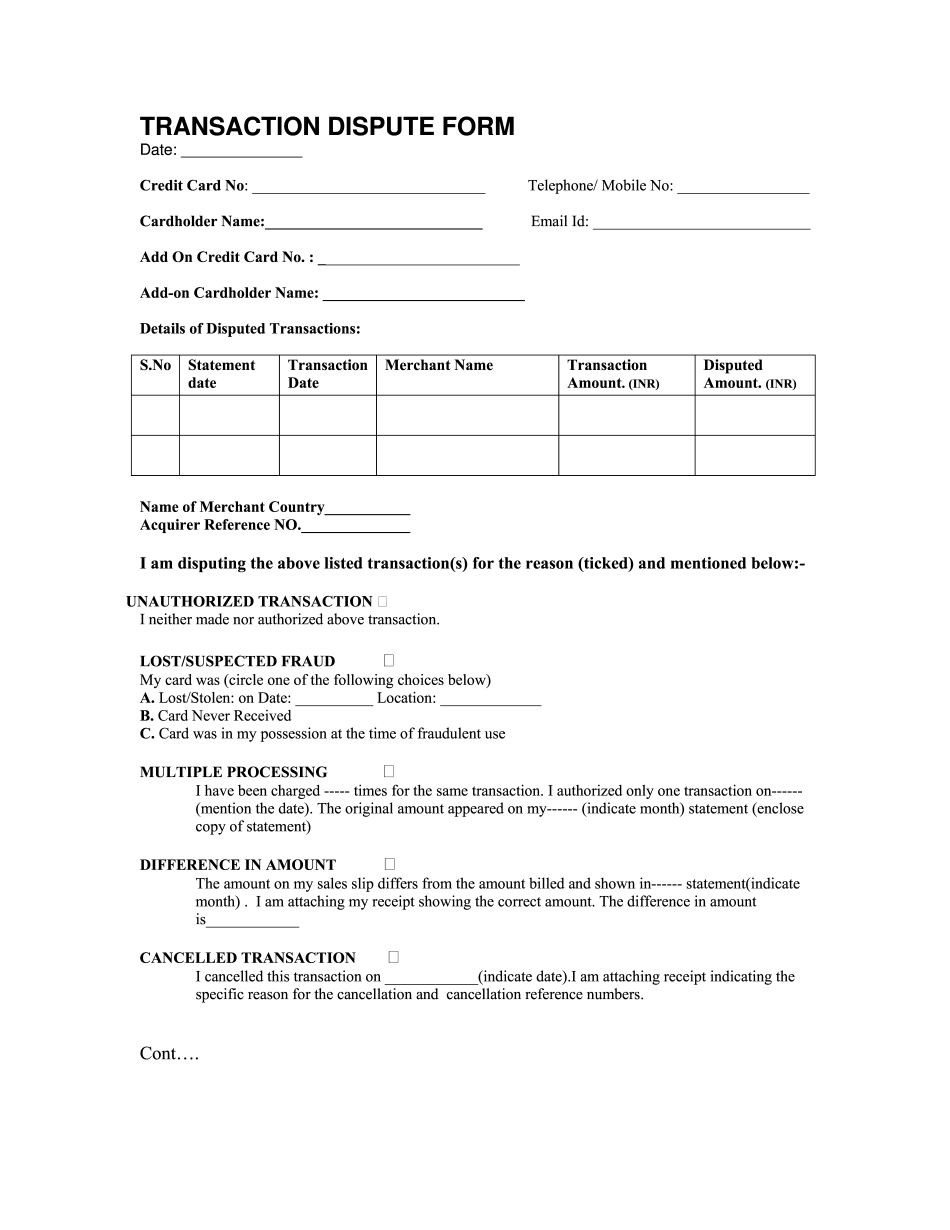Our Editable Form For Charge Dispute Form Is Your Good Luck