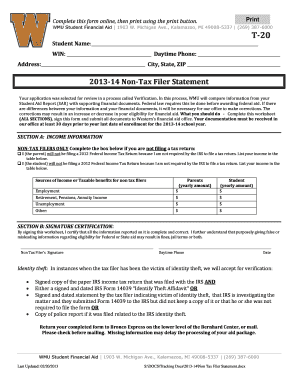 2013-14 Non-Tax Filer Statement