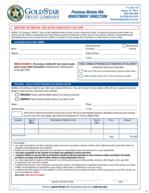 GoldStar Precious Metals IRA Investment Direction Form