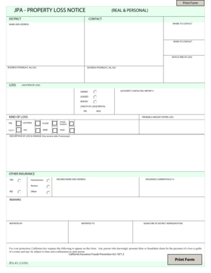 Property Loss Notice Form