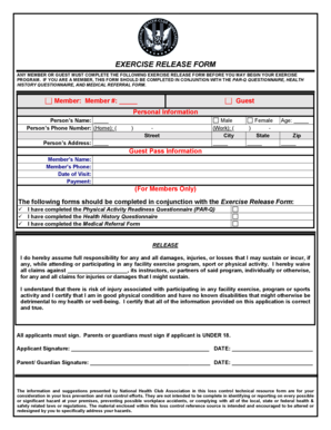 Exercise Release Form