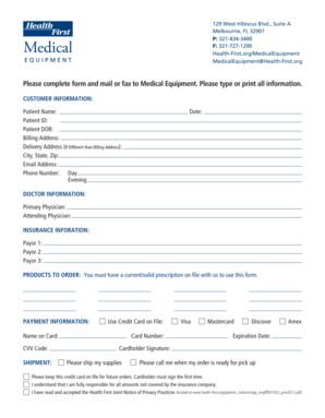 Medical Equipment Order Form