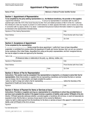 Appointment of Representative Form CMS-1696
